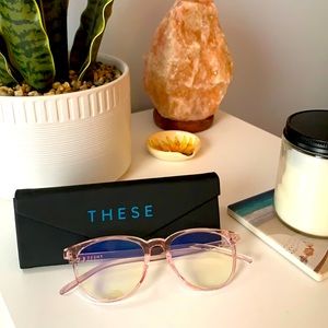 iconic pink blue light blocking glasses 👓